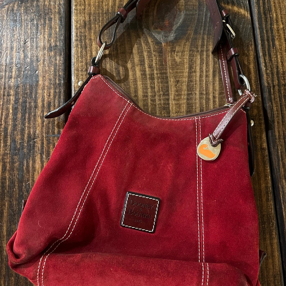 Dooney & Bourke Red Suede Shoulder Bag